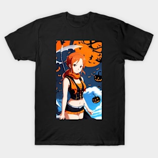 Nami With Pumpkin And Bat T-Shirt